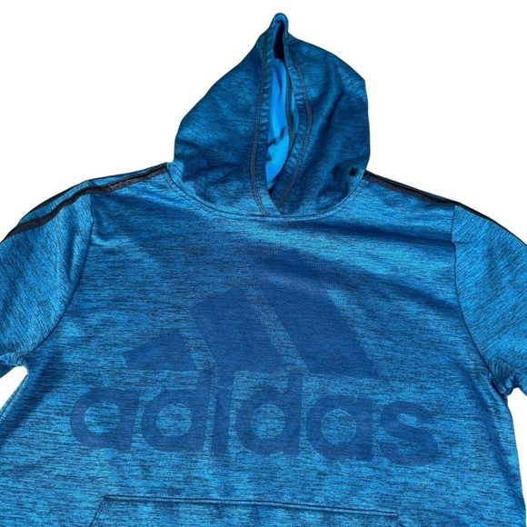 Adidas Pullover Hoodie Sweatshirt with Pockets Blue Logo Youth XL (18/20) - Picture 2 of 11